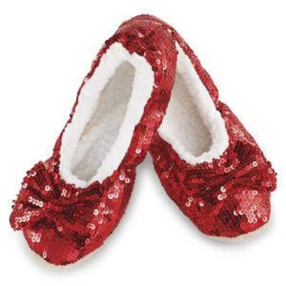 Snoozie Red Sequin Slippers